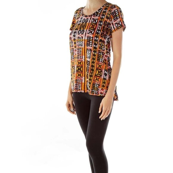 Lula Roe Red Yellow Printed Top - Picture 3 of 3